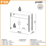 Balcão Aparador Design Industrial 89cm com 02 Portas 100% MDF