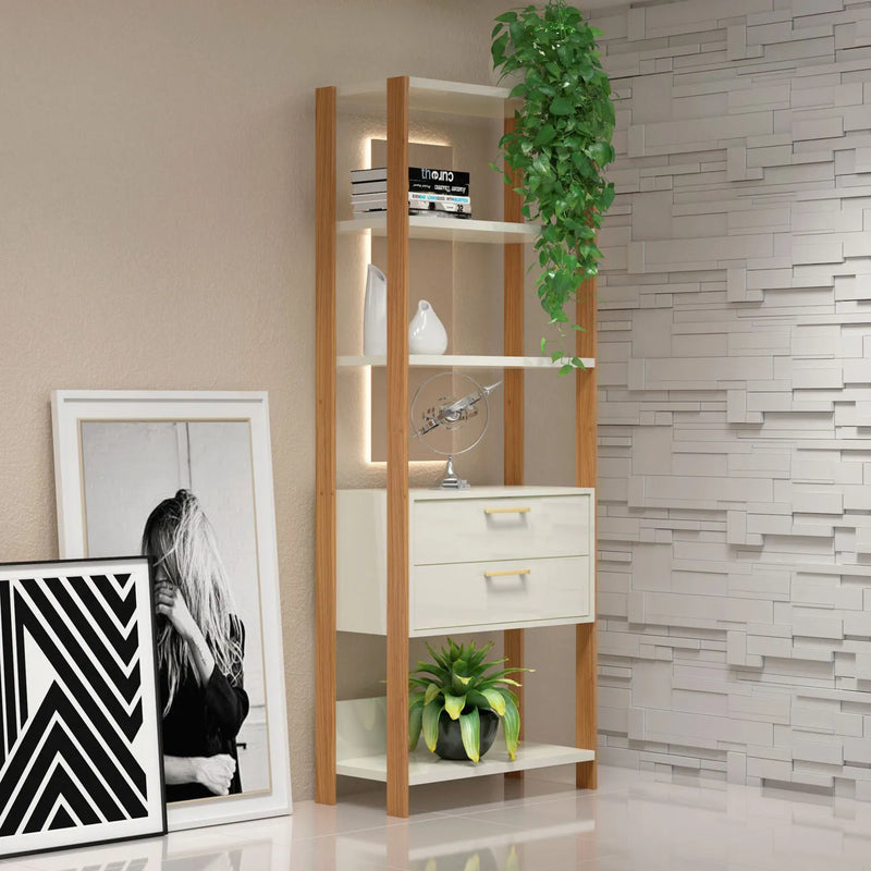 Estante Sala com Prateleiras e 2 Gavetas Dalla Costa 100% MDF